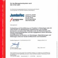 Pos. 04 - Zertifikat ISO 37301 CM Compliance Management Jumbo Tec GmbH